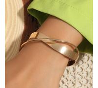 Shein 1 pieza Brazalete metálico minimalista y creativo con diseño geométrico (brazalete de puño abierto, se puede abrir antes de ponérselo)