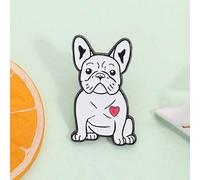 Shein 1 pieza Broche de esmalte con diseño de lindo Bulldog Francés blanco, broche de animal de perro mágico de dibujos animados para solapa, mochila, acces