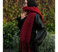 Shein 1 pieza Bufanda blanca de invierno con flecos para mujer, versátil para usar como pañuelo, chal o bufanda, regalo para mujer, cálida y a prueba de vie