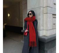 Shein 1 pieza Bufanda blanca de invierno con flecos para mujer, versátil para usar como pañuelo, chal o bufanda, regalo para mujer, cálida y a prueba de vie