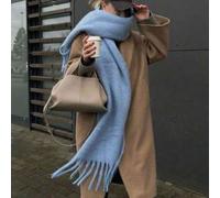 Shein 1 pieza Bufanda blanca de invierno con flecos para mujer, versátil para usar como pañuelo, chal o bufanda, regalo para mujer, cálida y a prueba de vie