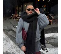 Shein 1 pieza Bufanda blanca de invierno con flecos para mujer, versátil para usar como pañuelo, chal o bufanda, regalo para mujer, cálida y a prueba de vie