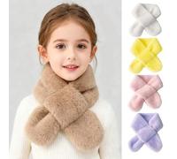 Shein 1 pieza Bufanda de peluche cálida para niñas, bufanda corta de unicolor, gruesa y suave para otoño/invierno, adecuada para uso diario, juegos al aire