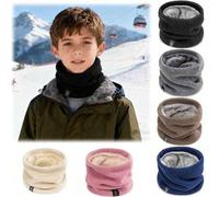 Shein 1 pieza Bufanda elegante de unicolor de poliéster con forro de terciopelo - Calentador de cuello tejido elástico para niños y niñas, calidez para exte