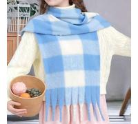 Shein 1 pieza Bufanda suave de cachemira sintética a cuadros de colores claros y estilo lindo para niños, cálida y a prueba de viento para otoño/invierno, a