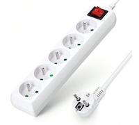 Shein 1 pieza Cable alargador de 1,5 m con 5 tomas, interruptor y protección anti-niños, color blanco, 16A 250V, Aigostar, apto para el estándar francés