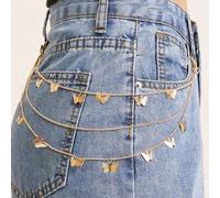 Shein 1 pieza Cadena de cintura de aleación con colgante de mariposa de varias capas de moda, cinturón de Charm versátil para niñas