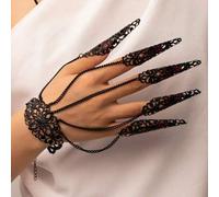 Shein 1 pieza Cadena de dedos con diseño de fantasma monstruoso de estilo gótico para Halloween, accesorio de cosplay con anillo de dedo con picos de estilo