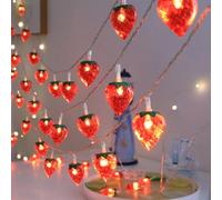 Shein 1 Pieza Cadena De Luces Con Forma De Fresa Con 10/20/30 Led De 1,5/3/4,5 M Para Decoración De La Habitación De Niños, Decoración Temática De Cuentos D