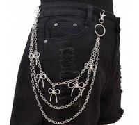 Shein 1 pieza Cadena de pantalones con colgante de mariposa dulce y linda, cadena de pantalones multicapa de aleación para adolescentes