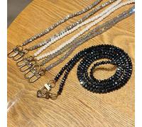 Shein 1 pieza Cadena hecha a mano con jaspe, dalia negra y cuentas de vidrio brillante, adecuada para correas de teléfono, pulseras, correas cruzadas, compa