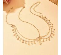 Shein 1 pieza Cadena para la cabeza con borlas de estilo medio oriental y brillante, tocado de novia para la frente
