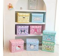 Shein 1 pieza Caja de almacenamiento con diseño de Sanrio Hello Kitty, organizador de escritorio tipo cesta, plegable para dormitorio, hogar y niñas