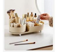 Shein 1 pieza Caja de almacenamiento de brochas de maquillaje giratoria 360°, organizador de escritorio multifuncional, estante de almacenamiento de product