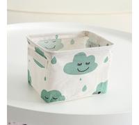 Shein 1 pieza Caja de almacenamiento de escritorio de tela con patrón de nubes, contenedor de almacenamiento plegable rectangular para artículos pequeños, p