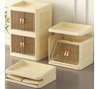 Shein 1 pieza Caja de almacenamiento de maquillaje multifuncional y plegable con doble puerta, de gran capacidad, a prueba de agua y polvo, organizador de p