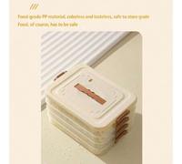 Shein 1 pieza Caja de almacenamiento de raviolis de alta capacidad - Organizador de cocina multinivel, almacenamiento portátil para refrigerador con sello d