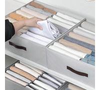 Shein 1 pieza Caja de almacenamiento de tela gris claro con compartimentos para ropa y pantalones, se puede usar para guardar y organizar ropa interior, pan