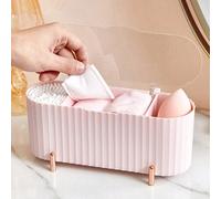 Shein 1 pieza Caja de almacenamiento multifuncional para esponjas de maquillaje con varilla de limpieza, organizador de cosméticos a prueba de polvo y agua