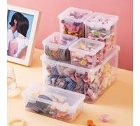 Shein 1 pieza Caja de almacenamiento transparente simple para accesorios de cabello, organizador de lazos de pelo, horquillas, clips de pelo y vinchas para