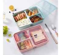 Shein 1 pieza Caja de almuerzo de plástico de gran capacidad y microondas, con tapa, de color aleatorio, para trabajadores de oficina, estudiantes, madres y