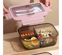 Shein 1 pieza Caja de almuerzo rectangular de unicolor con tapa, de material de plástico reutilizable apto para microondas, adecuada para estudiantes, traba