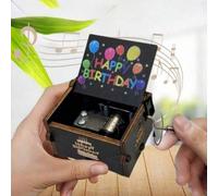 Shein 1 Pieza Caja de música de madera accionada a mano con melodía de "Feliz Cumpleaños", un regalo perfecto para mamá, papá, amigos, amantes, colegas, hij