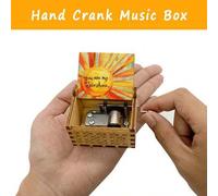 Shein 1 pieza Caja de música de madera vintage con manivela manual, grabada con "Eres mi sol", regalo ideal para cumpleaños, Navidad, Día de San Valentín, D