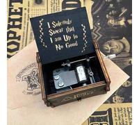 Shein 1 pieza Caja de música de manivela Harry Potter, caja de música de madera tallada y pintada, regalo de cumpleaños, decoración de fiesta Harry Hermione