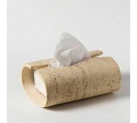 Shein 1 pieza Caja de pañuelos de resina con estilo antiguo Wabi-Sabi y textura Dongshi para escritorio, decoración artística del hogar, regalo y suministro