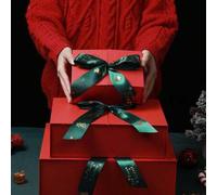 Shein 1 pieza Caja de regalo de Navidad, Juego de bufanda de doble capa roja, Caja de regalo de Nochebuena para caramelos, calcetines, Navidad, Día de San V