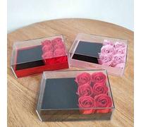 Shein 1 pieza Caja de regalo de rosa eterna multicolor, caja acrílica para collar, colgante, anillo, regalo del Día de San Valentín, regreso a clases