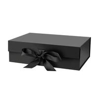 Shein 1 pieza Caja de regalo plegable negra, caja de embalaje de regalo de varios tamaños con cinta, caja universal de envoltura de regalo para fiestas y am