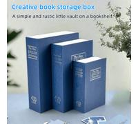 Shein 1 pieza Caja fuerte de libro creativa, con estilo de llave de diccionario azul, invisible para uso en el hogar junto a la cama, tamaños mini, regular,