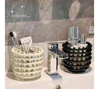Shein 1 pieza Caja organizadora de baño, Caja de almacenamiento de plástico para paños de lavado, cepillo de dientes, cosméticos, pasta de dientes, accesori
