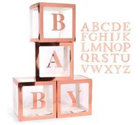 Shein 1 pieza Caja transparente con letras para ducha, boda, cumpleaños personalizada con globo. Decoraciones para fiesta de 1er cumpleaños, Miel/Cariño/Que