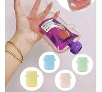 Shein 1 pieza Caja volteadora a prueba de exprimido en color rosa, caja para puré a prueba de exprimido, herramienta de alimentación para bebés, caja transl