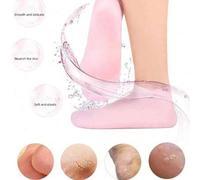 Shein 1 pieza Calcetín de silicona hidratante y calmante, calcetín reutilizable de aloe vera, calcetín spa nocturno, calcetines de talón de gel antideslizan