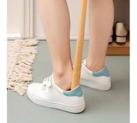 Shein 1 pieza Calzador de bambú de mango largo, ayuda para calzar, evita el colapso del talón, fácil de poner sin doblarse, accesorios para cinturones, zapa