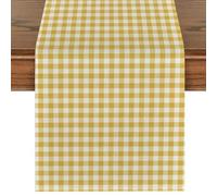 Shein 1 pieza Camino de mesa a cuadros amarillo y blanco minimalista moderno, mantel rectangular a cuadros rojos navideños, disponible en varios tamaños, ad