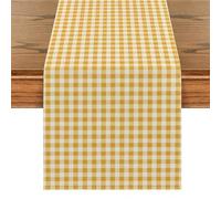 Shein 1 pieza Camino de mesa a cuadros amarillo y blanco moderno y sencillo, mantel rectangular a cuadros amarillos navideños, disponible en varios tamaños,