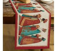 Shein 1 pieza Camino de mesa con patrón del Día de los Reyes Magos, Camino de mesa tipo lino para el Día de los Reyes Magos, 1 pieza Camino de mesa, 4 pieza