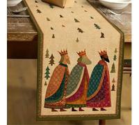 Shein 1 pieza Camino de mesa con patrón del Día de los Reyes Magos, Camino de mesa tipo lino para el Día de los Reyes Magos, 1 pieza Camino de mesa, 4 pieza