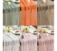 Shein 1 pieza Camino de mesa de malla transparente de unicolor, decoración exterior de tul transparente, romántico para boda, banquete, decoración de mesa,