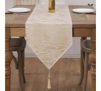 Shein 1 pieza Camino de mesa decorativo color dorado, tela jacquard a rayas, decoración de otoño, decoración de otoño, decoración de habitación