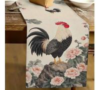 Shein 1 pieza Camino de mesa decorativo con estampado de gallo, estilo rústico, elige entre 1 camino de mesa, 4 individuales, 1 funda de cojín, decoración p