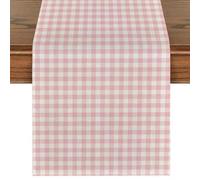 Shein 1 pieza Camino de mesa moderno y minimalista a cuadros rosa y blanco, mantel rectangular a cuadros rojos navideños, disponible en varios tamaños, adec