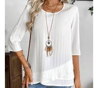 Shein 1 pieza Camisa casual de mujer con textura de unicolor y bajo asimétrico, para otoño