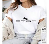 Shein 1 pieza Camiseta casual de mujer 100% algodón con estampado del logotipo de Pegasus - Emblema de marca en negro elegante para una declaración de diseñ