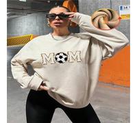 Shein 1 pieza Camiseta de cuello redondo de manga larga con estampado gráfico de Soccer MOM 100% algodón para mujer. Parte superior suave y cómoda.